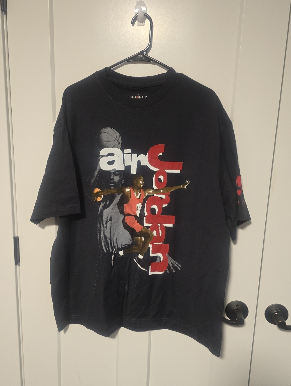 Jordan Black Tee with Red and White Graphic